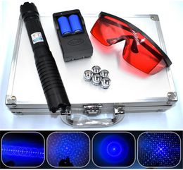 Haute puissance lampe de poche laser bleu militaire haute puissance 450 nm 10000m Blue Pointer stylo Focus réglable Burning Paper4683615