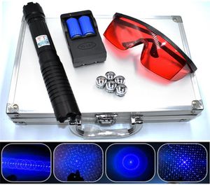 Hoog vermogen Most krachtige militaire blauwe laser zaklamp 450 nm 10000m blauwe laserpointer pen verstelbare focus brandend papier6102764