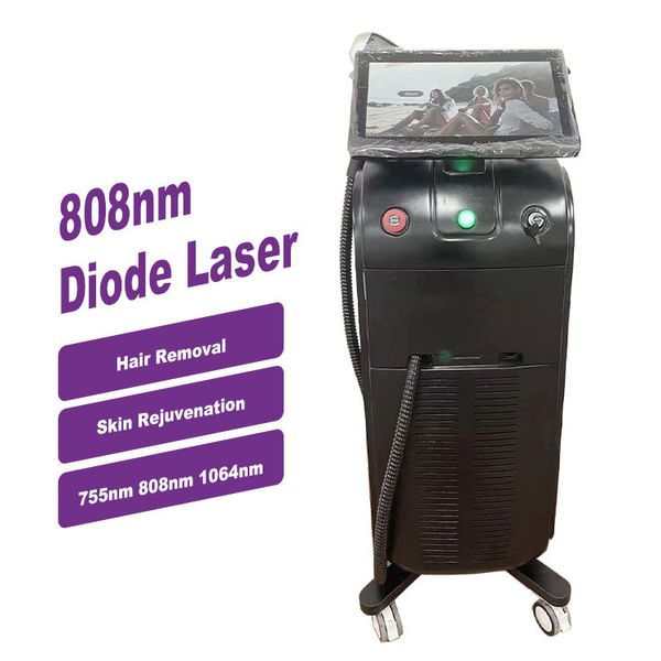 Équipement de beauté d'épilation au laser de douleur de puissance élevée Ice Platinum 808nm Diode Laser Épilation rapide Machine Épilateur permanent