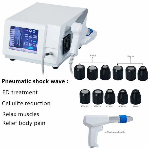 Equipo de fisioterapia de ondas de choque neumáticas de alta potencia Tratamiento Ed Fisioterapia Masaje para aliviar el dolor Máquina de terapia de ondas de choque enfocadas