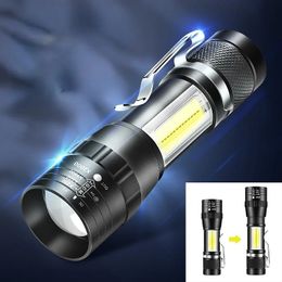 Ligera LED recargable de alta potencia mini antorcha zoom zoom acampando lámpara fuerte linterna impermeable linterna táctica