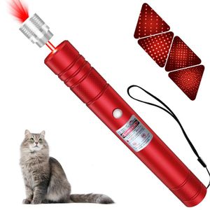 Lampe de poche à faisceau longue portée rechargeable avec capuchon étoile pour chats rouges haute puissance avec pointeur laser pour chiens enseignement en plein air coque rouge