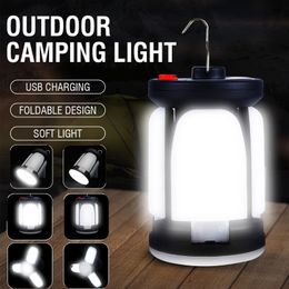 Lanterne de camping à LED à haute puissance Lanterne rechargeable 4500mAh 1000lm Banque d'alimentation d'urgence pliable 6 modes légers pour la pêche au camping