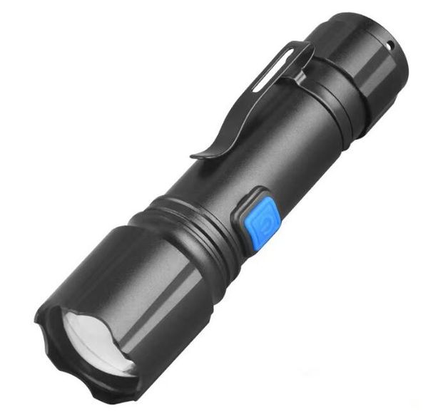 Haute puissance Type-c charge rapide Lampe de poche torche P50 télescopique en aluminium Zoom Flash Light 5 lumières Mode Mini lampe de poche Lumières pour la chasse à pied