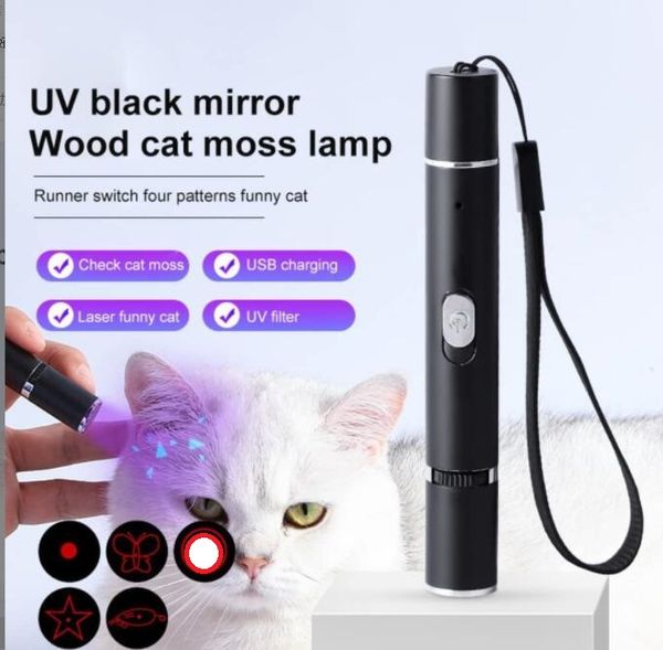 Lampe de poche UV haute puissance multifonction Lumières violettes Torche Détecteur Money Checker Pet Stains Marker Usb Rechargeable pointeur laser stylo lumières