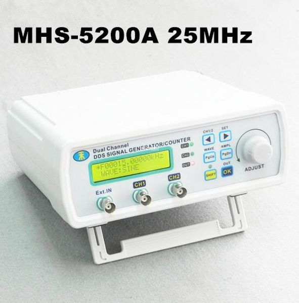 Envío gratuito Alta precisión Digital DDS Generador de fuente de señal de doble canal Arbitrario Medidor de frecuencia de forma de onda de 25 MHz