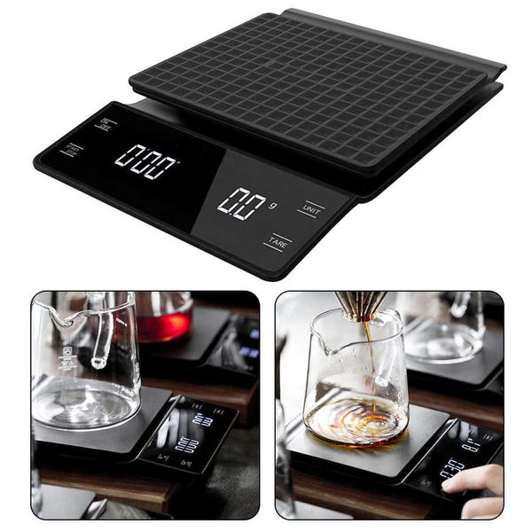 Báscula de café de goteo para el hogar de alta precisión con temporizador electrónico s cocina Digital comida LCD batería peso Balance 210615