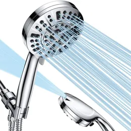 Piste de douche à haute pression 82 modes de pulvérisation piste de douche à main avec support de tuyau en acier inoxydable, ruban de téflon