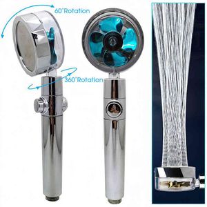 High Pressure Shower Head With Turbo Fan 360 Degree Rotation Water Saving Pressurized Rain Shower Head Bathroom Accessories H1209
