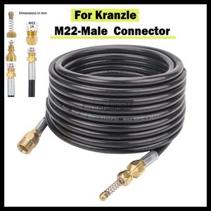 High Pressure Washer Hose Pipe Cord Sewer Drain Water Cleaning Jetter Kit M22-Male Thread Connector For Kranzle HKD230829