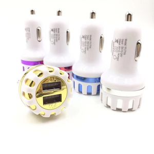 Hoge Qiality Dual USB-poorten LED Light Sun Flower Car Charger 5V 2.1A 2 Port Mini Plug ABS Auto-oplader Adapter