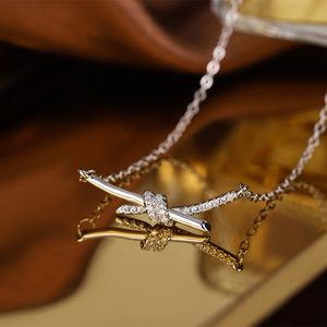 Hoge kwaliteit ketting ontwerper voor vrouw klassieke 18k vergulde ketting Europa Amerika Mode knoop diamanten halsketting bruiloft Valentijnsdag geschenken