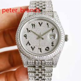 Hoge quaity glanzende diamanten horloges zilveren kast 41mm Arabische cijfers automatische mannen gladde handen polshorloge roestvrij staal materiaal 2511