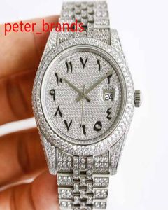 Haute Quaity Shiny Diamonds Watches Case argenté 41 mm Nombres arabes hommes Automatiques Hands Smoothwatch Matériau en acier inoxydable 5544686