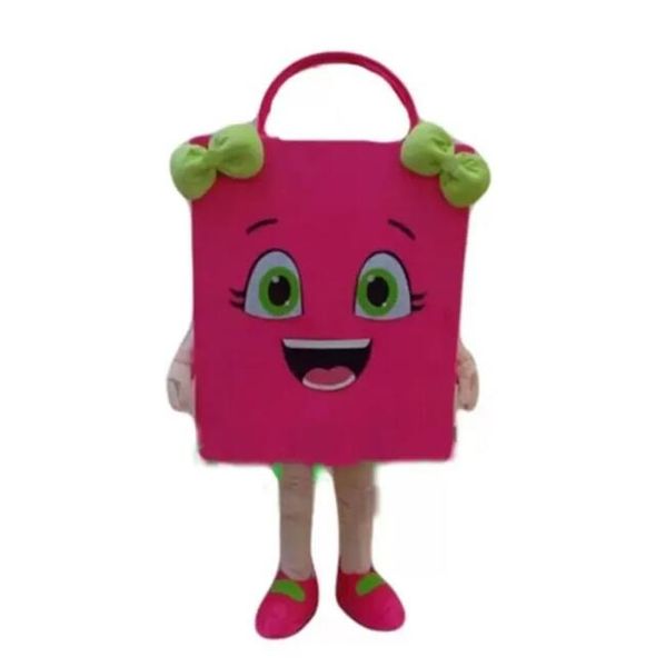 Sac à provisions rose de haute qualité Costume de mascotte Halloween Noël Personnage de dessin animé Tenues Costume Dépliants publicitaires Vêtements Carnaval Unisexe Adultes Tenue