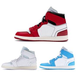 2023 Lanzamiento Auténtico Unc 1 High OG Off Zapatos Power Blue White Chicago Red Hombres Mujeres Zapatos al aire libre Zapatillas deportivas con caja original EE. UU. 5.5-12