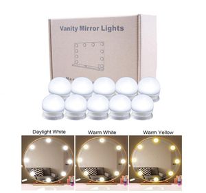 Hoge kwaliteit 10 LED -gloeilampenkit voor spiegel 3 kleurtonen verstelbare helderheid Lichten OSB laadport 8563569