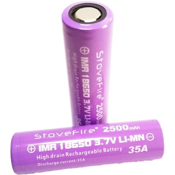 Stovefire IMR 18650 2500mAh 35A 3.7V Batteries au lithium rechargeables pour éclairage de secours / couteau à fil électrique. Batterie d'alimentation 5C haute qualité 100%