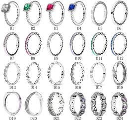 Hoge kwaliteit 100% 925 sterling zilver fit pandora ring sieraden vierkante kleur serie veelzijdige paar ringen verlovingsliefhebbers mode trouwring voor vrouwen