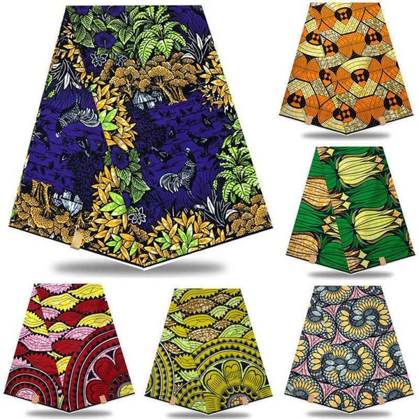 100% de algodón de alta calidad, estampado africano nigeriano, tela de cera de Angola, cera Real de Ghana para vestido de fiesta, 6 yardas NXS06 T200529205N