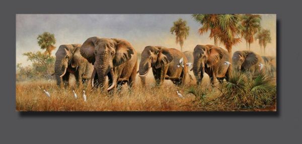Peintures à l'huile sur toile modernes peintes à la main de haute qualité, 100%, peintures d'animaux, éléphant, décoration murale de maison, Art AM-68-2-3-3