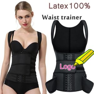 Hoge Kwaliteit 100% Latex Taille Trainer Riem Shapewear Cincher Body Shaper Tummy Control Strap Slimming Sweat Fat Burning Riem 201211