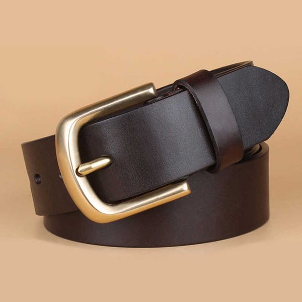 Ceinture de vache 100% solide de haute qualité boucle en cuivre bracelet en métal jeans vintage pour hommes G230529