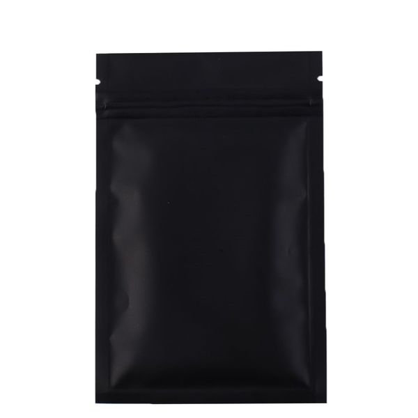 Bolsas ziplock metálicas Mylar de alta calidad, 100 X, fondo plano, papel de aluminio negro, pequeñas bolsas de plástico con cierre hermético 2720