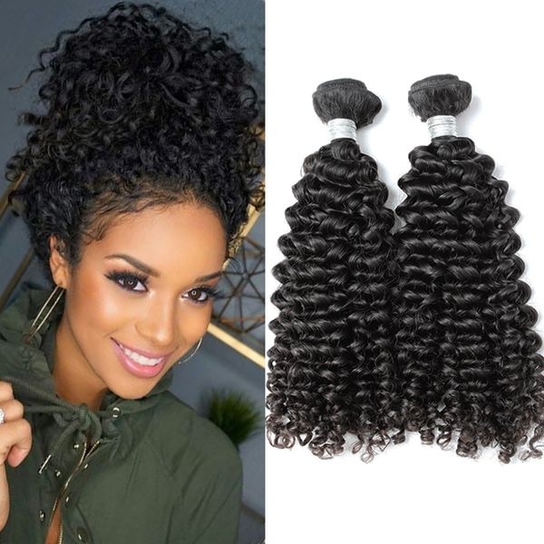 2 pcs/lot Qualité Extensions Bouclées Brésiliennes Tisse 9A 10-26 pouces Couleur Naturelle Cheveux Humains Julienchina Bellahair