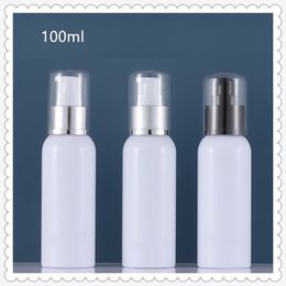 Haute qualité 100ml blanc en plastique Lotion pompe bouteille vide shampooing Gel pompe conteneur cosmétique emballage noir mat argent