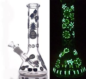 Tuyau d'eau de bongs de bécher en verre de haute qualité de 105 pouces Glow In The Dark Bong avec tuyau de brûleur à mazout de grande taille de 14 mm et tige descendante259K9430122