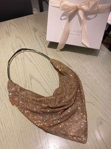 Hoge kwaliteit 10A + strass glanzende Wang Diamond schoudertassen Luxe ontwerpers tas Bruin Shimmer Glitter Dameshandtas Messenger Lady Party Tote Handtassen