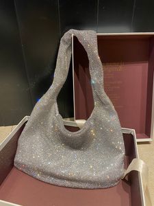 Sac fourre-tout de haute qualité 10A + strass brillant Wang Diamond Luxurys Designers Silver Shimmer Glitter Femmes Sac à main Messenger Lady Party Bandoulière Shopping Sacs de fête