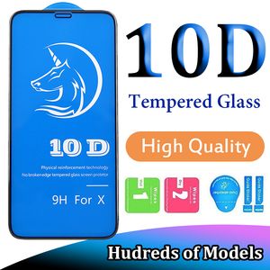 Verre trempé de haute qualité 10D 20D pour iPhone 12 Mini 11 Pro Max XS XR X 6 7 8 Plus