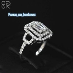 Hoge kwaliteit 10K 14K 18K VVS Moissanite Wedding Ring Iced Out Baguette Cut Diamond Real Gold Fine verlovingsring voor mannen vrouwen