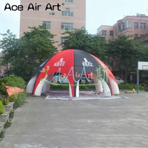 Tente gonflable demi-dôme à huit pieds de 10 m de diamètre, rouge, blanc et noir, avec bâche pour la publicité ou la fête
