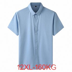 Haute qualité 10XL 12XL 11XL grande taille hommes chemise à manches courtes blanc noir bleu Busin formel hommes surdimensionné chemise de bureau 60 X8QQ #