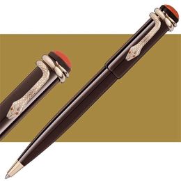 Alta calidad 110 aniversario Herencia Serie Pluma Negro Rojo Marrón Serpiente clip Rollerball Bolígrafos papelería oficina escuela suministros