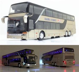 Hoge kwaliteit 132 legering trekbus modelhoge imitatie Dubbele sightseeing busflash speelgoed voertuig X01025778009