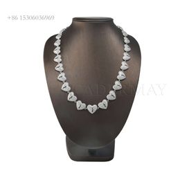 Haute qualité 14Mm Style Punk bijoux Sier beau Moissanite mode coeur forme diamant collier