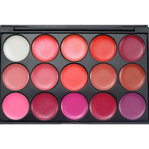 Alta calidad 15 colores Brillo de labios Paleta de lápiz labial Maquillaje Paleta de lápiz labial desnudo Mate Brillo de labios Labios Labios Pigmento Paleta de labios # L15-2