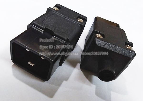 Adaptador de corriente, 16A 250V Estándar IEC 320 C20 Adaptador de conector de cable de alimentación macho de 3 pines / 2PCS