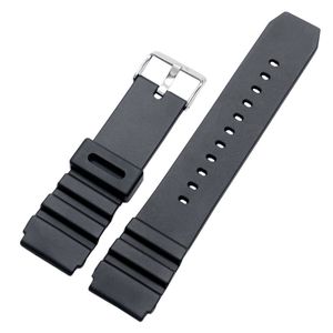 Alta calidad 18/20/22mm negro resistente al agua banda de silicona buzo militar correa de reloj reemplazo Pin hebilla brazalete barras de resorte