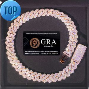Hoge kwaliteit 18 mm 3 rijen VVS Moissanite sieraden Rose Gold vergulde Cubaanse ketting hiphop ketting voor mannen of vrouwen