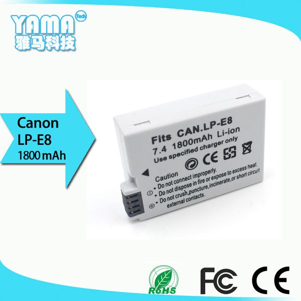 Batería para cámara digital de 1800mAh de alta calidad para Canon Lp-E8 Lpe8 Canon EOS 550D EOS 600D EOS 650D