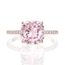 18K de haute qualité 10 * 10 mm Mode rose or multicolore Gift Moissanite Jewelry S925 Anneaux pour femmes bijoux