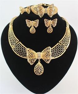Hoge Kwaliteit 18K Vergulde Crystal Butterfly Afrikaanse sieraden ketting armband ring oorbel bruiloft bruids sieraden sets