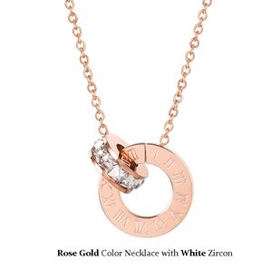 Hoogwaardige 18k goud vergulde zirkoon kristal cirkel ring hanger ketting mode sieraden zilveren kleur Romeinse cijfer ringen vrouwen gi1002452