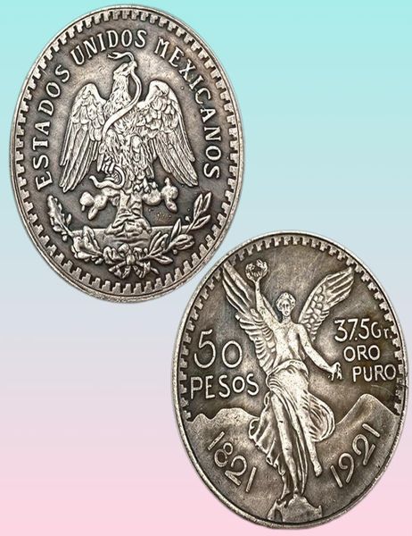 Haute qualité 1946 Mexique or 50 Peso pièce d'or 37373mm artisanat créatif Souvenir pièces commémoratives 18211921 Mexicanos 504043517