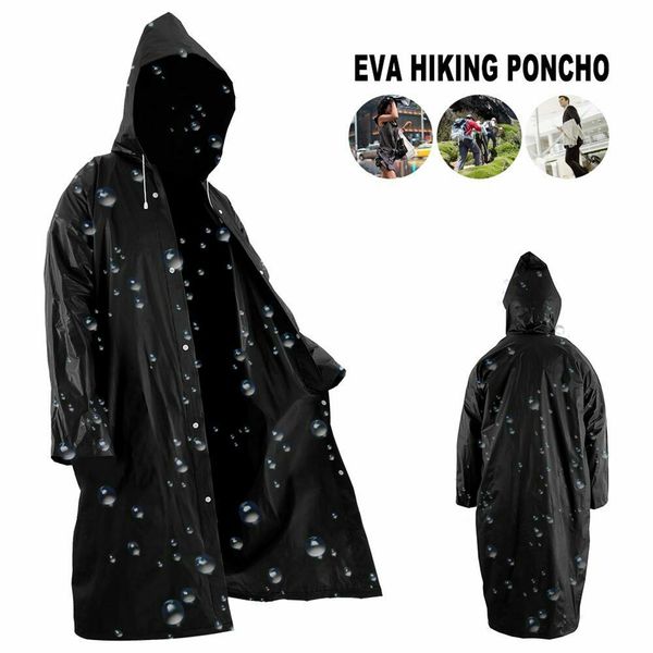 Alta calidad 1pc desechable 145*68 cm Eva unisex impermeable espesada capa de lluvia impermeable mujer para campamento negro para impermeabilizar